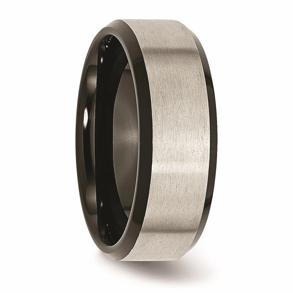 Titanium Beveled Edge Black IP-plated 8mm Brushed Center Band | TB230