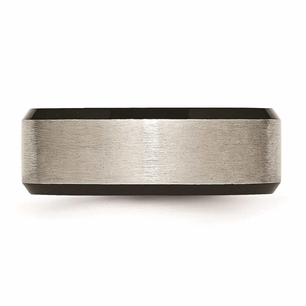 Titanium Beveled Edge Black IP-plated 8mm Brushed Center Band | TB230