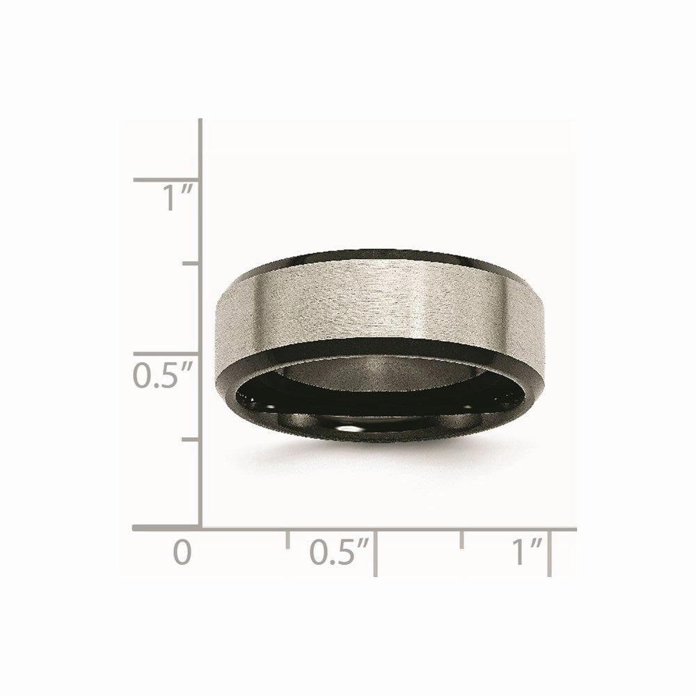 Titanium Beveled Edge Black IP-plated 8mm Brushed Center Band | TB230