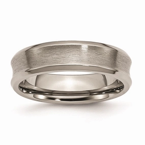 Titanium Beveled Edge, Concave 6mm Brushed & Polished Band | TB46