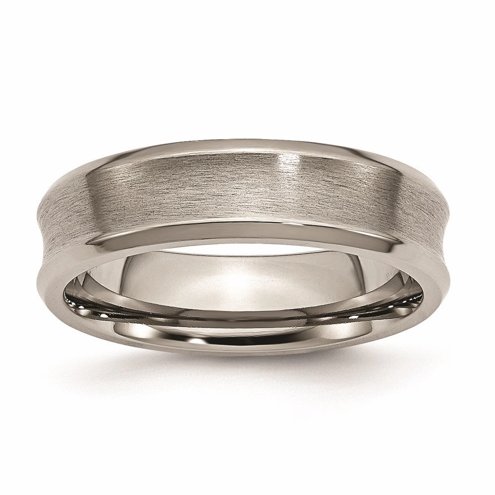 Titanium Beveled Edge, Concave 6mm Brushed & Polished Band | TB46