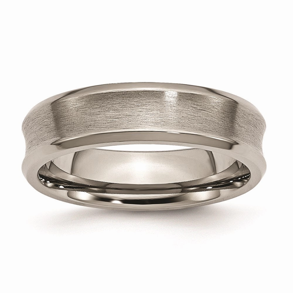 Titanium Beveled Edge, Concave 6mm Brushed & Polished Band | TB46