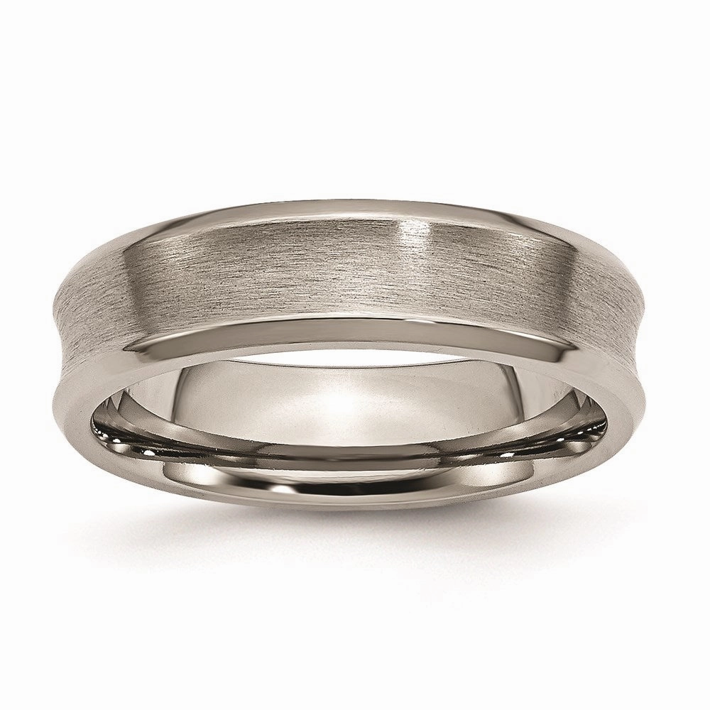 Titanium Beveled Edge, Concave 6mm Brushed & Polished Band | TB46