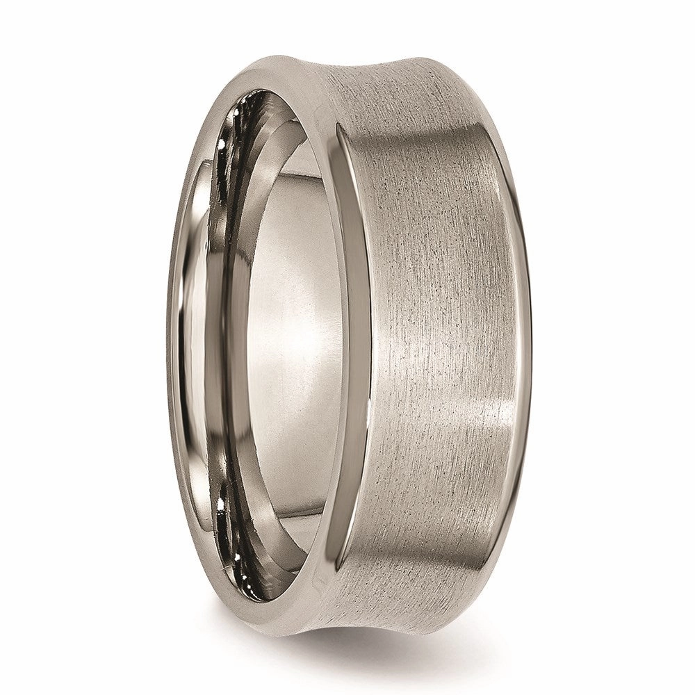 Titanium Beveled Edge, Concave 8mm Brushed & Polished Band | TB47