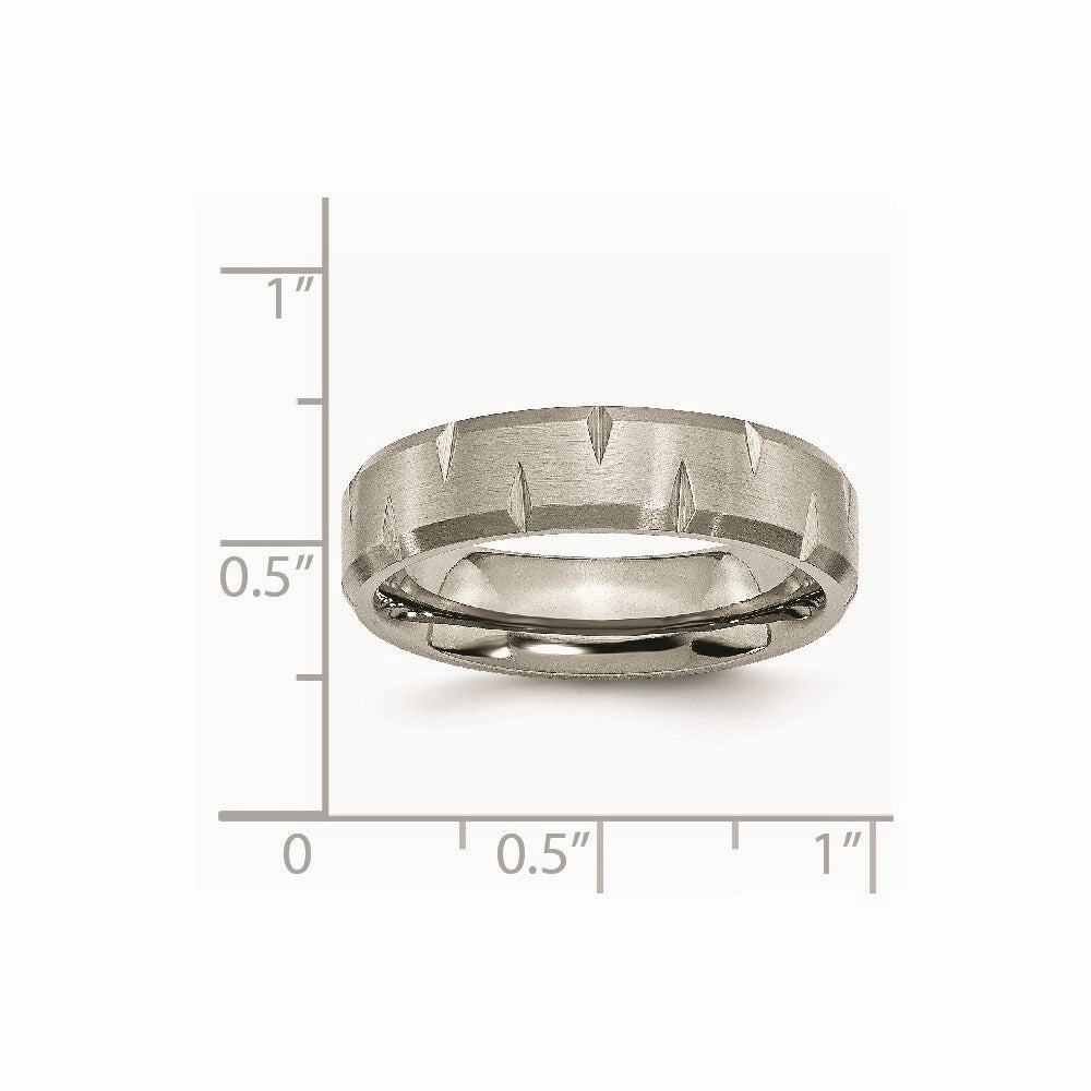 Titanium Beveled Edge Notched 6mm Brushed Band | TB234
