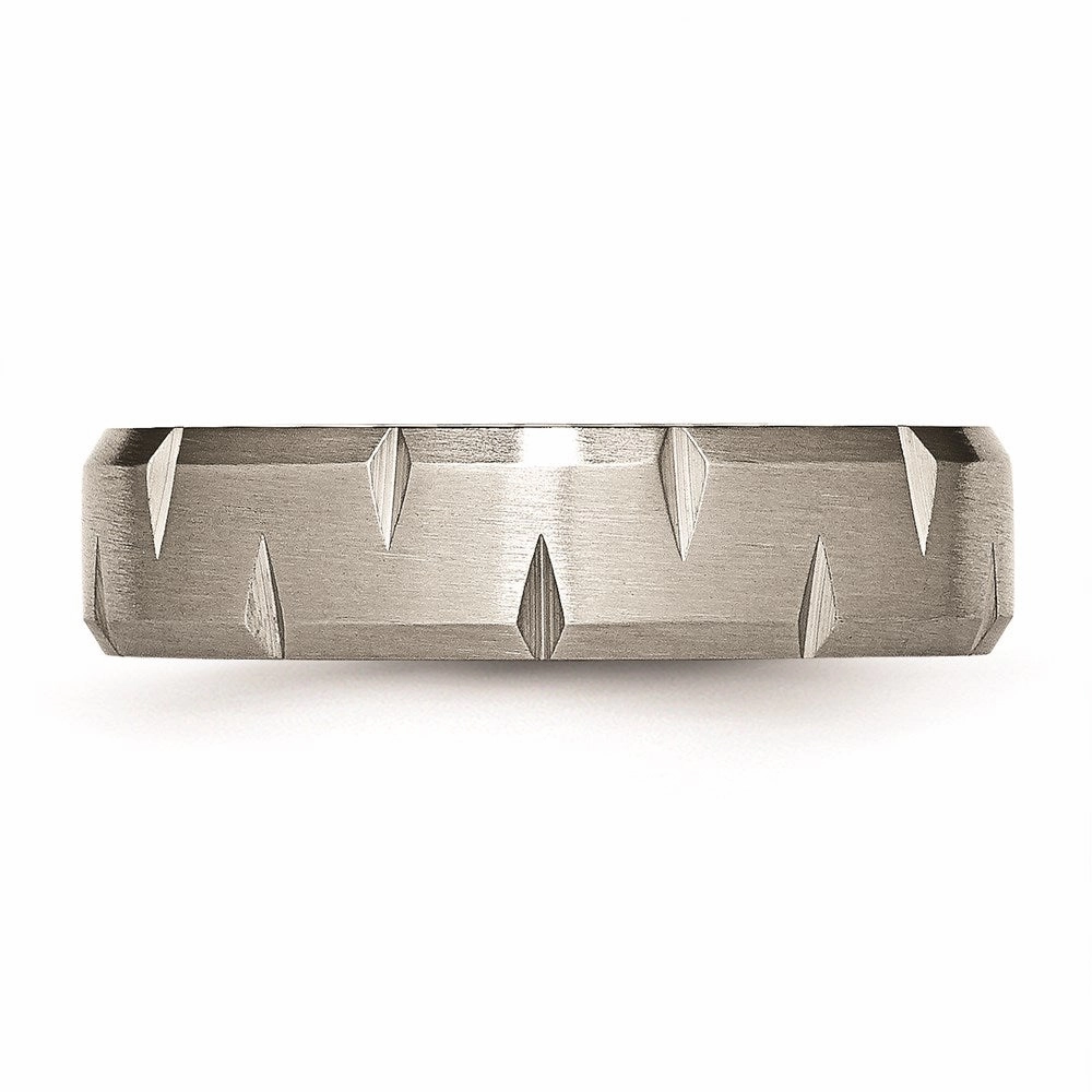 Titanium Beveled Edge Notched 6mm Brushed Band | TB234