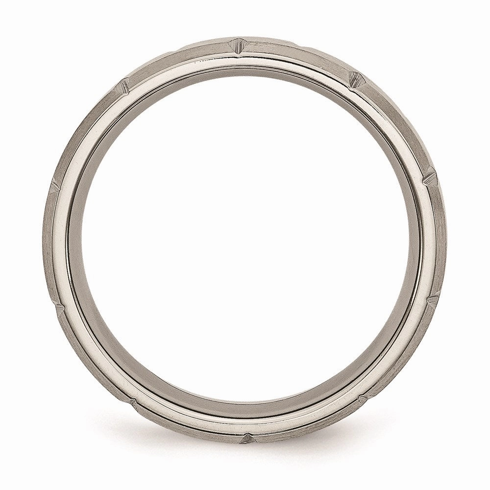 Titanium Beveled Edge Notched 6mm Brushed Band | TB234