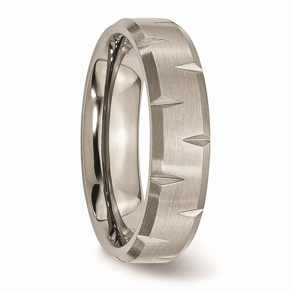 Titanium Beveled Edge Notched 6mm Brushed Band | TB234