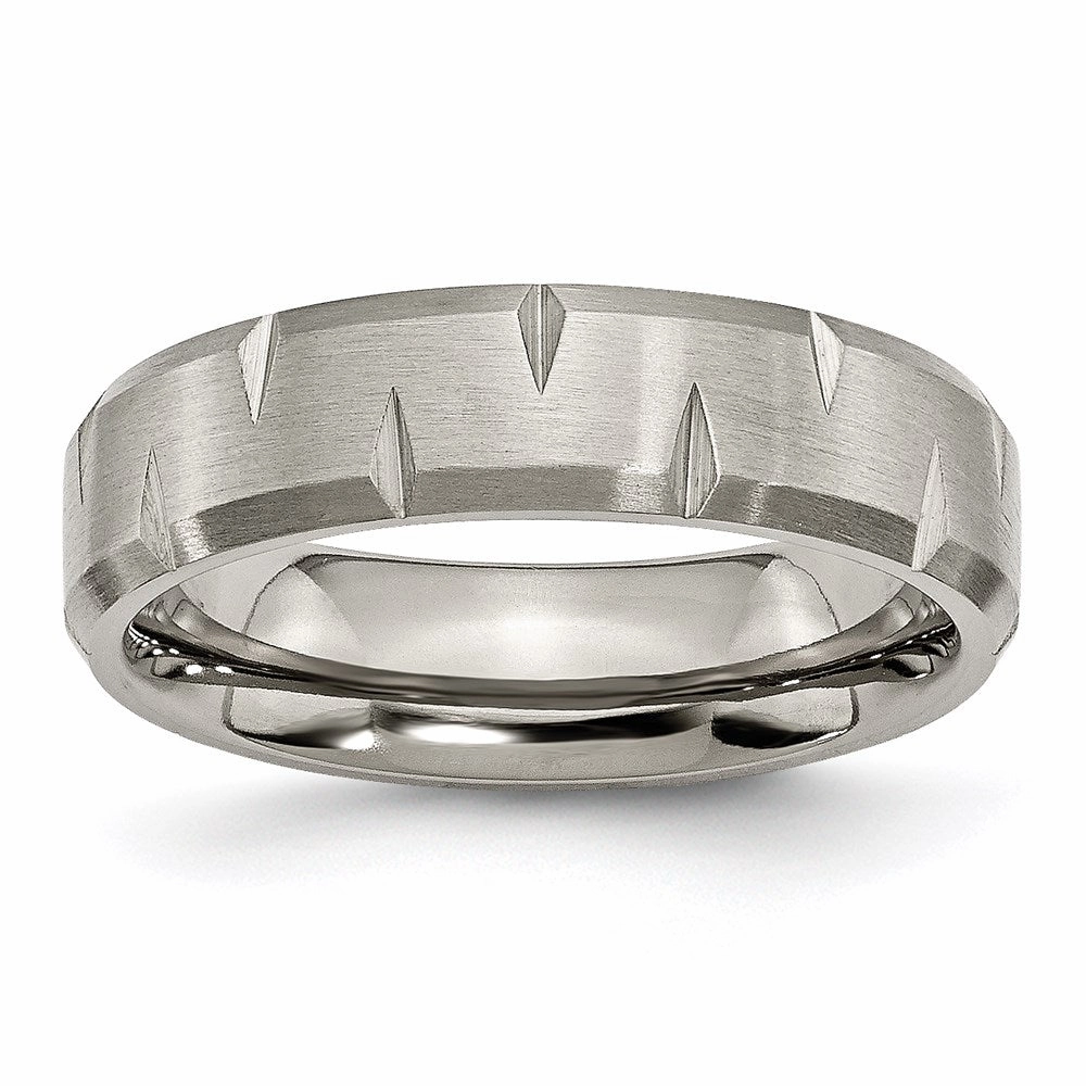 Titanium Beveled Edge Notched 6mm Brushed Band | TB234