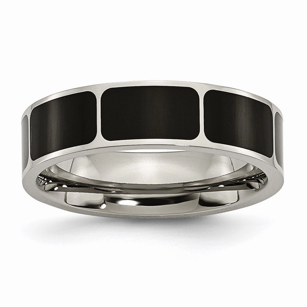 Titanium Black Enamel Flat 6mm Polished Band | TB205