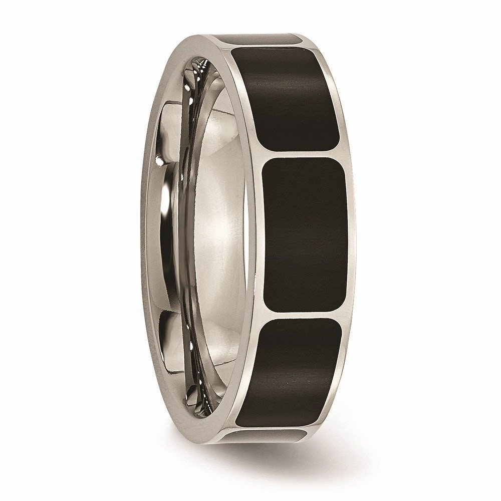 Titanium Black Enamel Flat 6mm Polished Band | TB205
