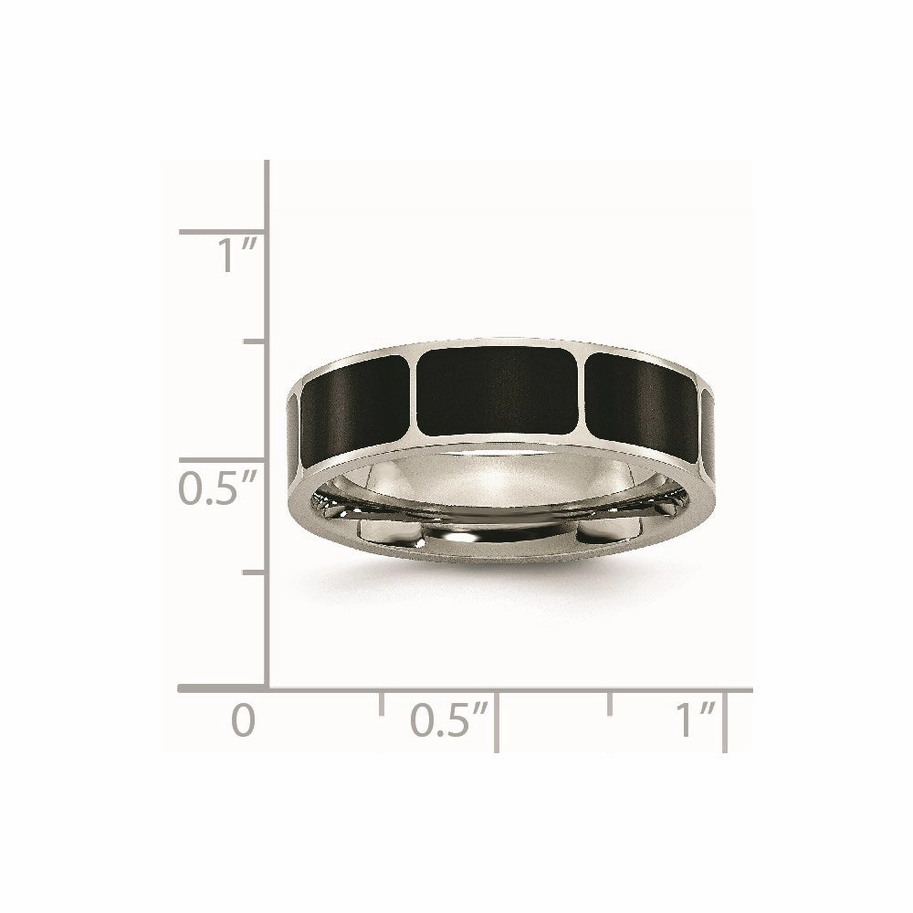Titanium Black Enamel Flat 6mm Polished Band | TB205