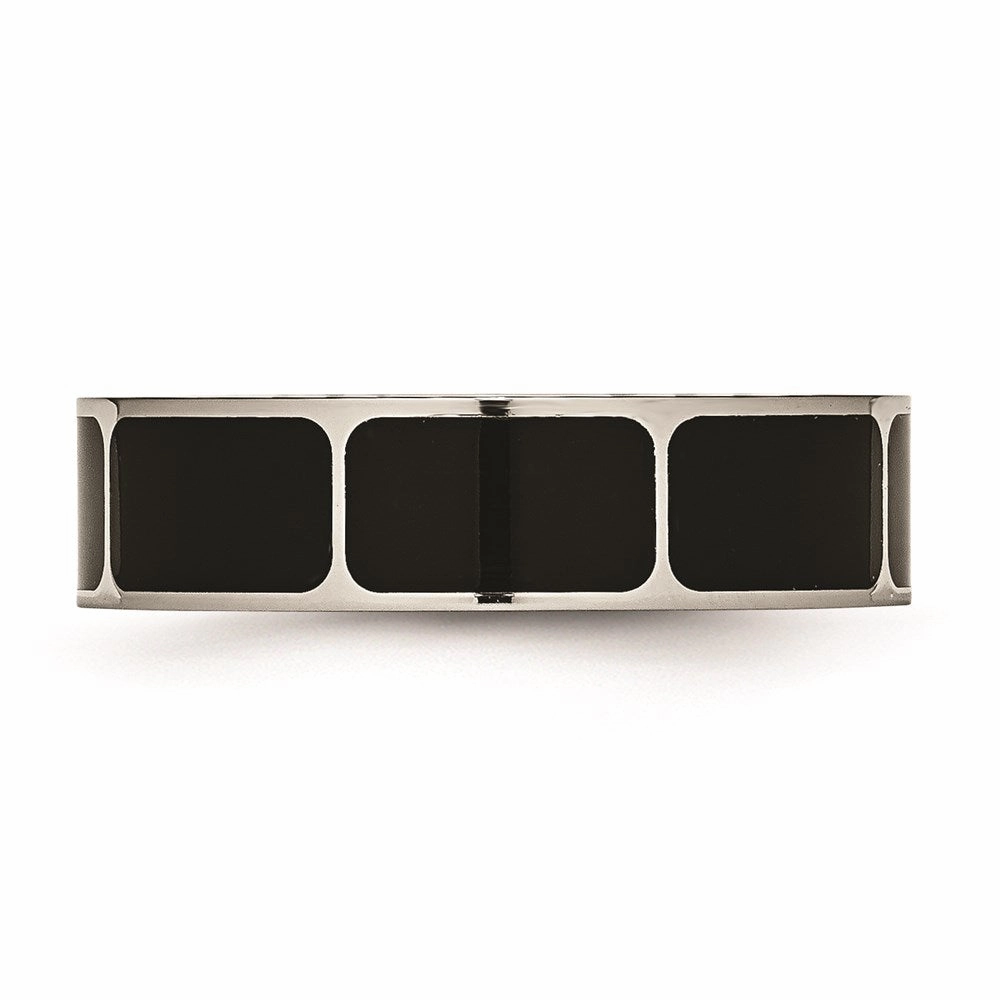 Titanium Black Enamel Flat 6mm Polished Band | TB205
