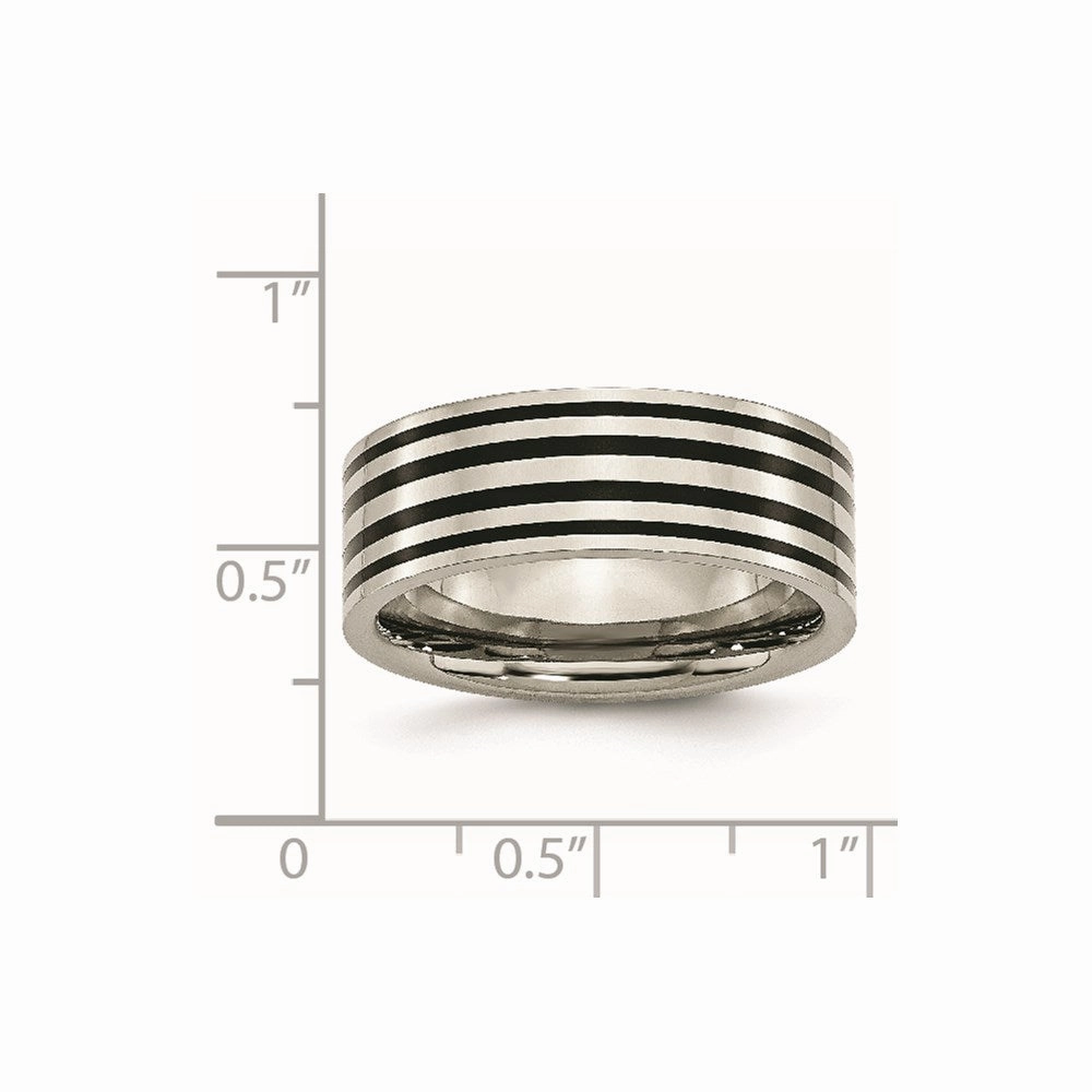 Titanium Black Enamel Flat 8mm Polished Band | TB194