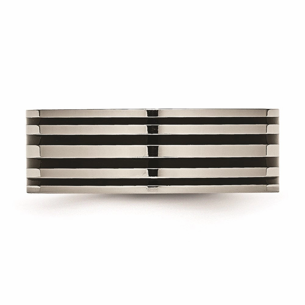 Titanium Black Enamel Flat 8mm Polished Band | TB194