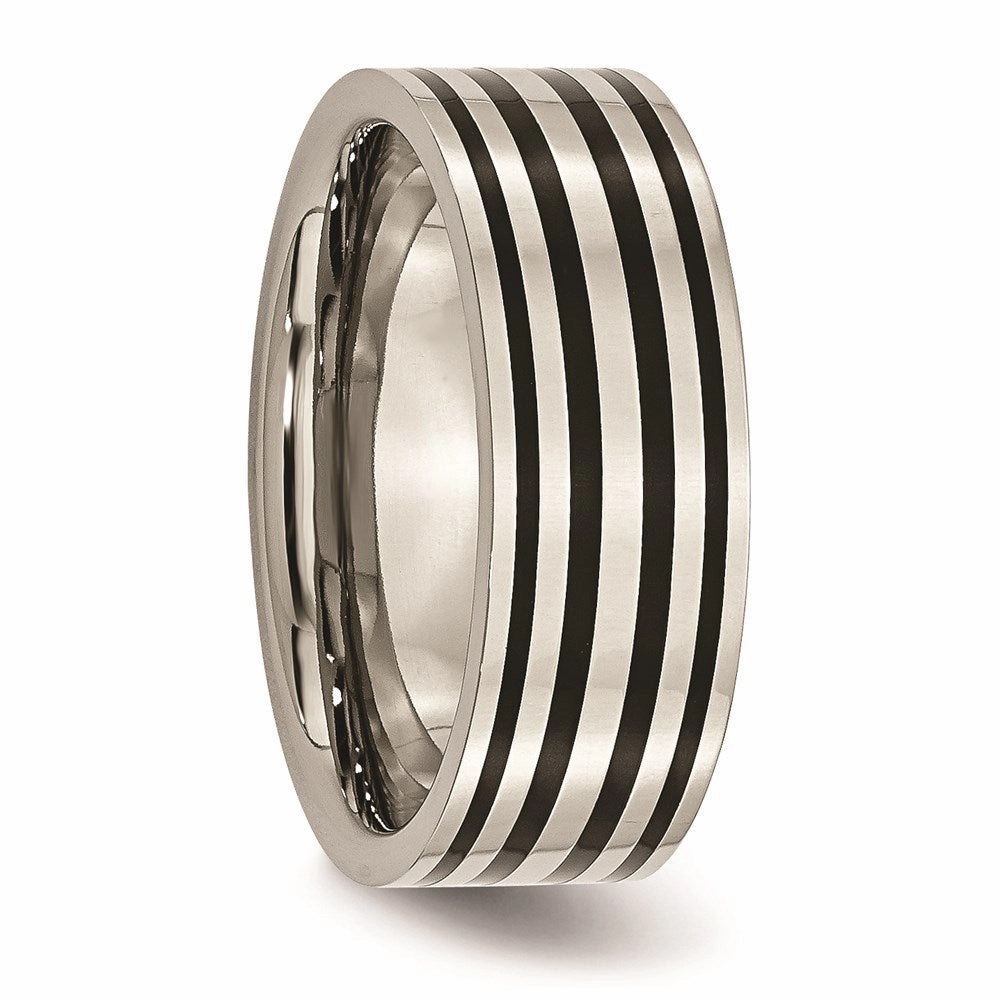 Titanium Black Enamel Flat 8mm Polished Band | TB194