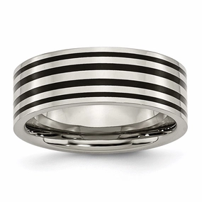 Titanium Black Enamel Flat 8mm Polished Band | TB194