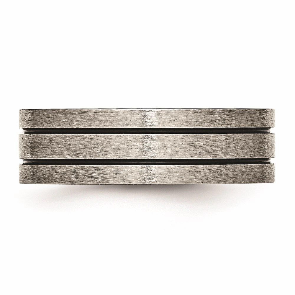 Titanium Black Enamel Flat Grooved 7mm Brushed Band | TB150