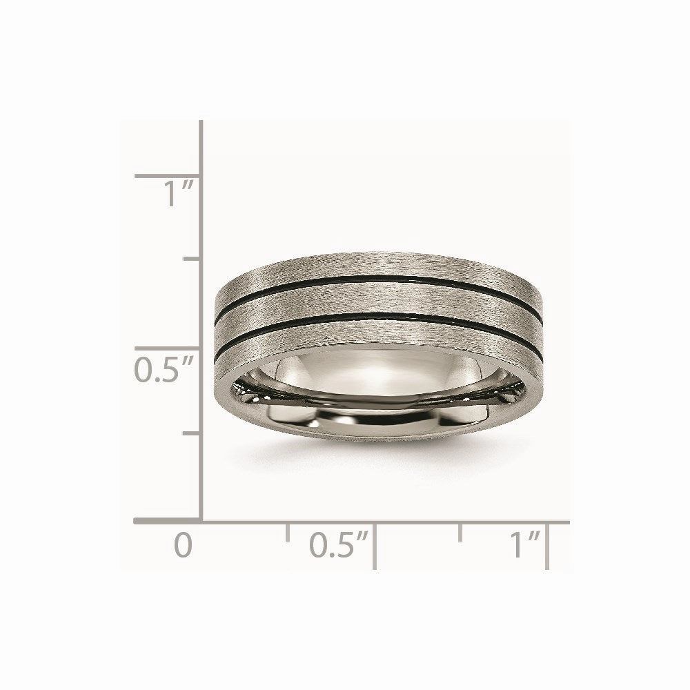 Titanium Black Enamel Flat Grooved 7mm Brushed Band | TB150