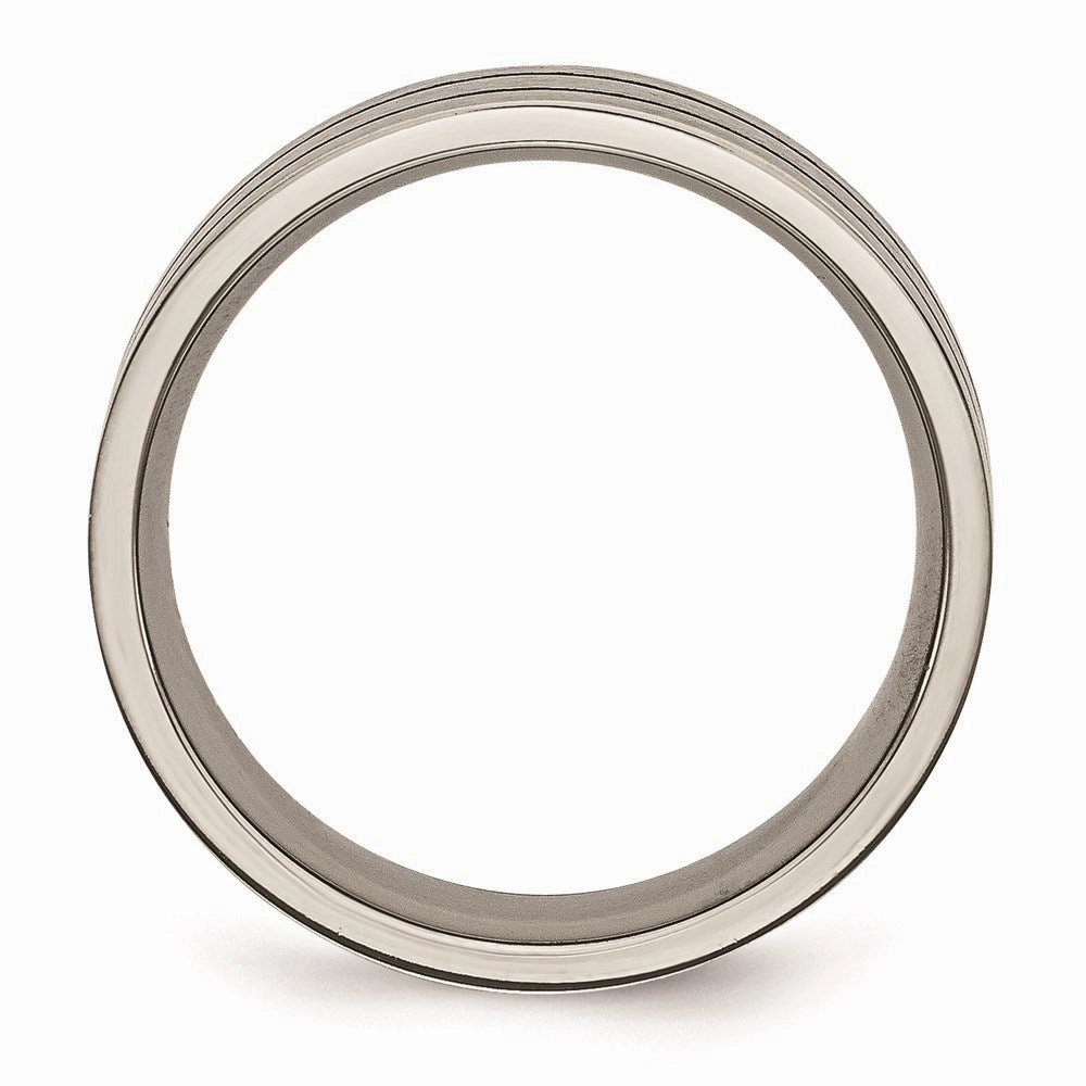 Titanium Black Enamel Flat Grooved 7mm Brushed Band | TB150