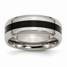 Titanium Black Enameled 8mm Polished Band | TB233