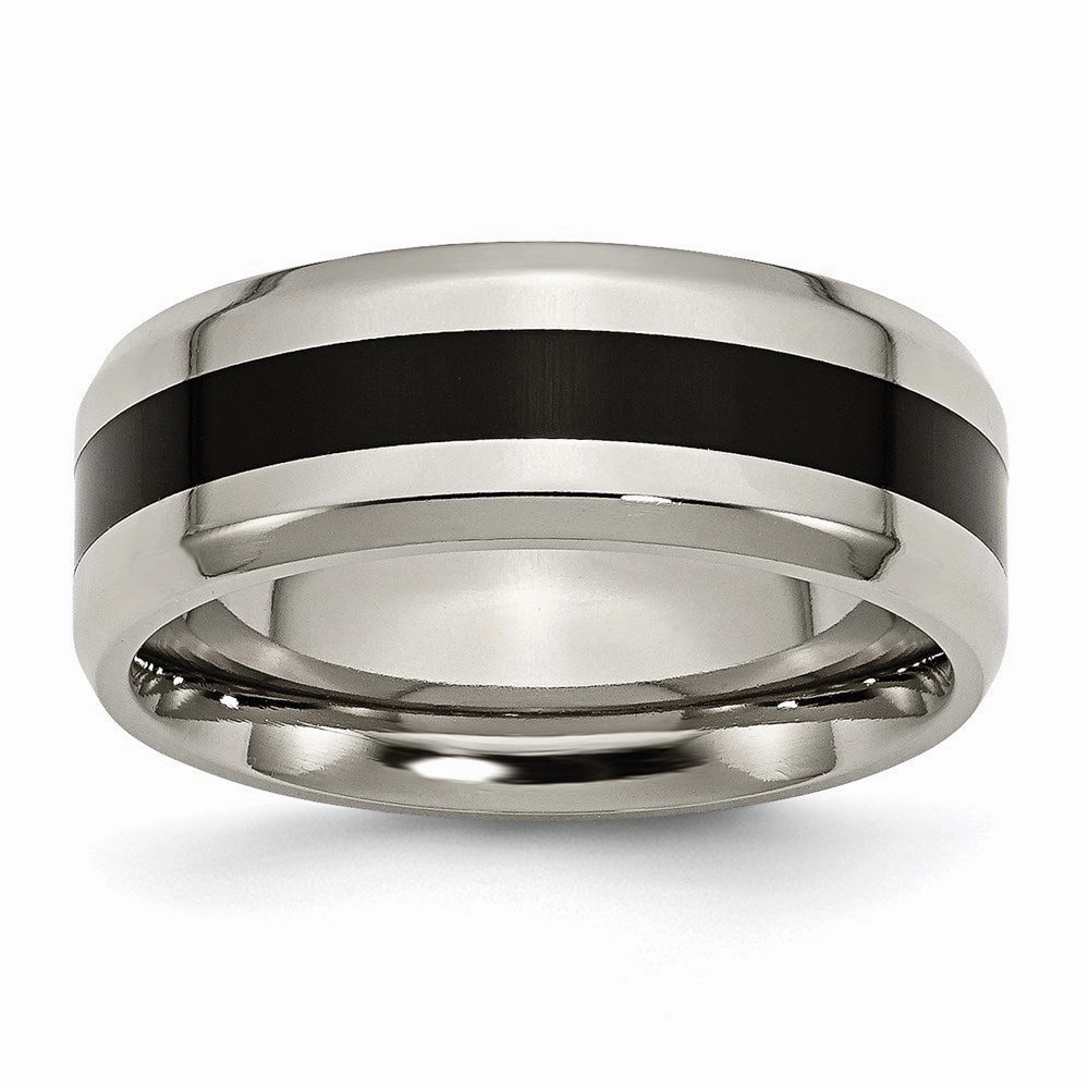 Titanium Black Enameled 8mm Polished Band | TB233