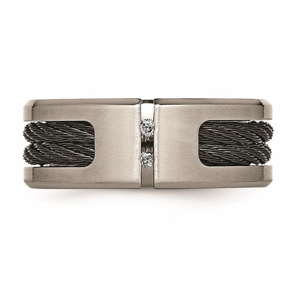 Titanium Black IP-plated Cable and Diamonds Polished/Brushed Band | TB266AA