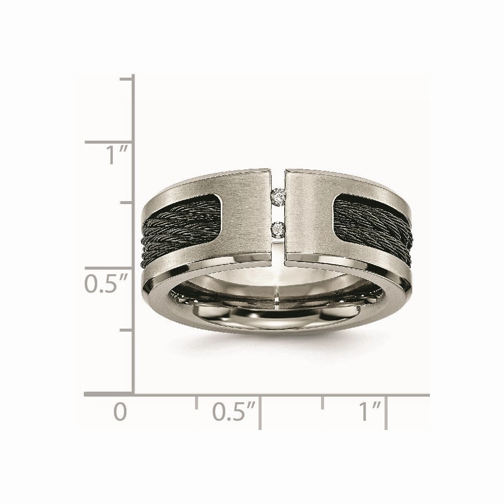 Titanium Black IP-plated Cable and Diamonds Polished/Brushed Band | TB266AA