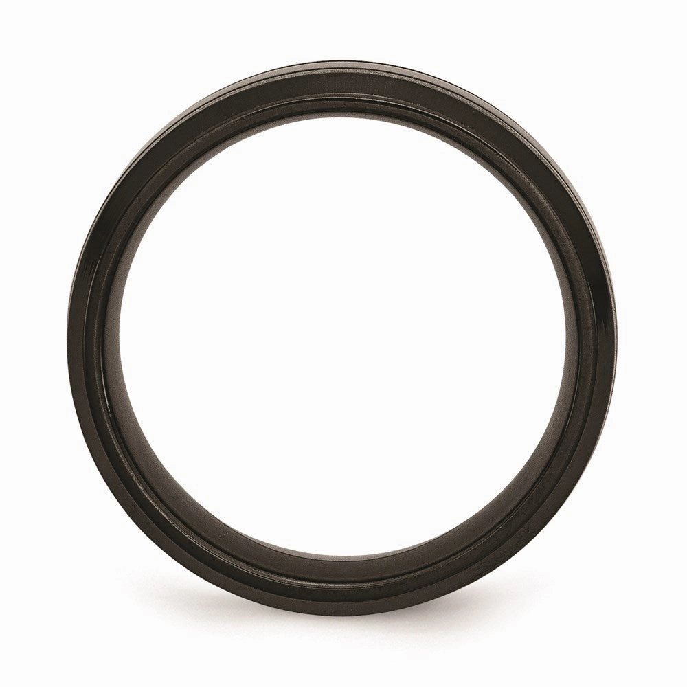 Titanium Black IP-plated Grooved 7mm Band | TB232