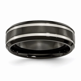 Titanium Black IP-plated Grooved 7mm Band | TB232