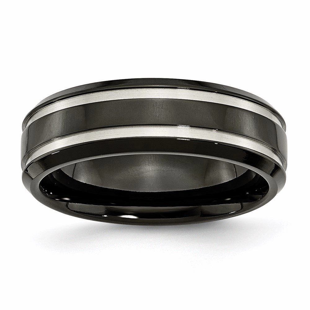 Titanium Black IP-plated Grooved 7mm Band | TB232