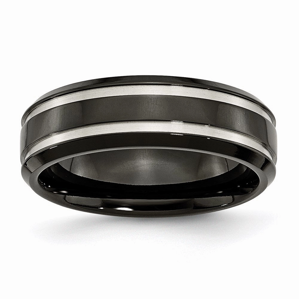 Titanium Black IP-plated Grooved 7mm Band | TB232
