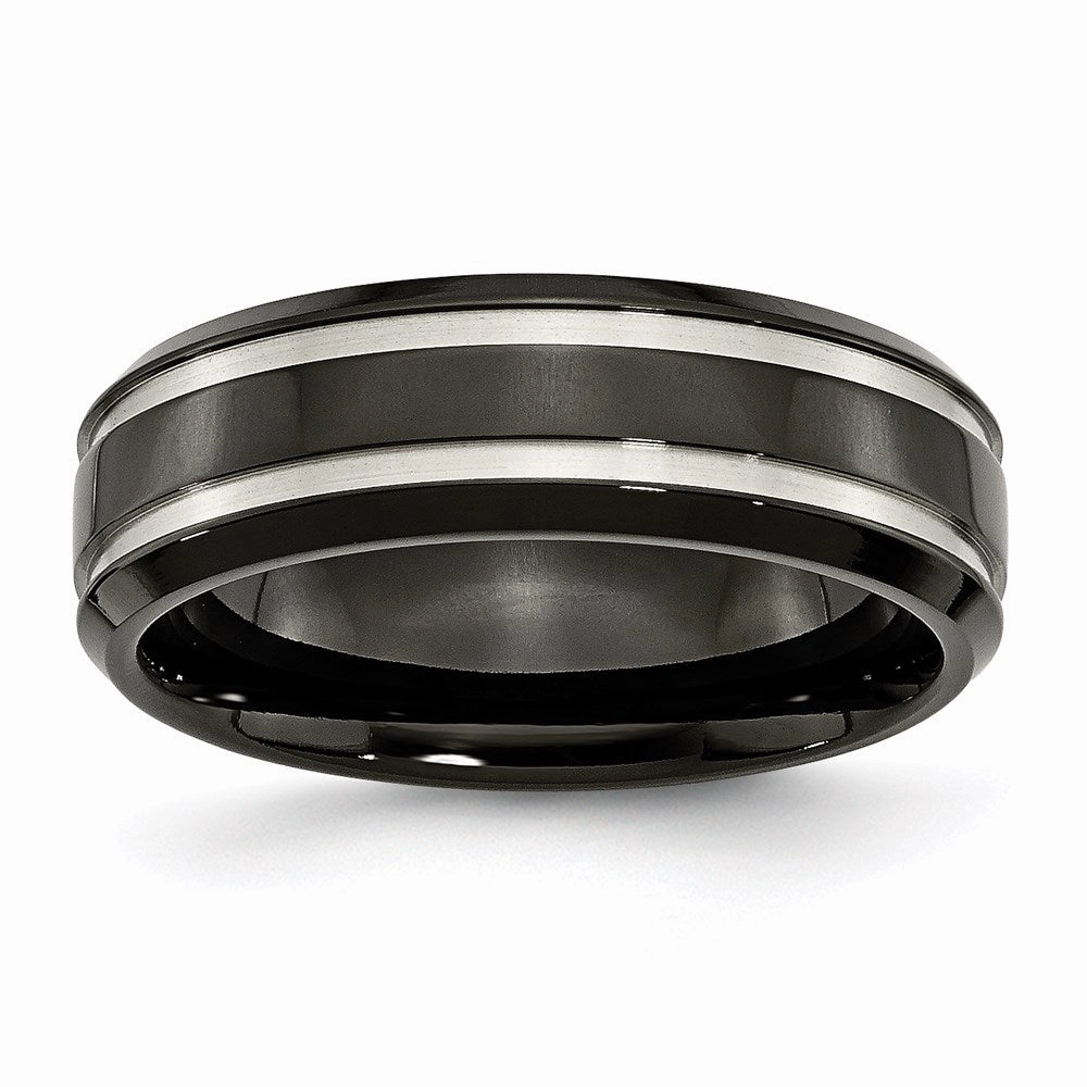 Titanium Black IP-plated Grooved 7mm Band | TB232