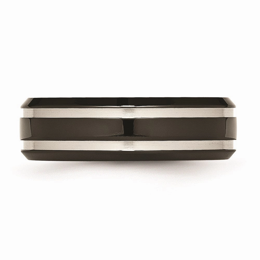 Titanium Black IP-plated Grooved 7mm Band | TB232