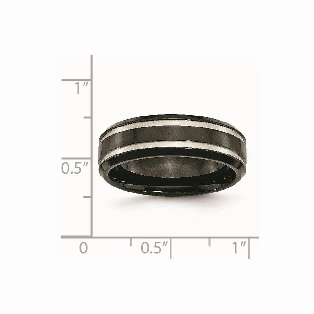 Titanium Black IP-plated Grooved 7mm Band | TB232