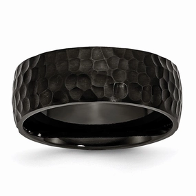 Titanium Black IP-Plated Hammered 8mm Band | TB385