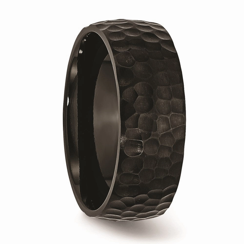 Titanium Black IP-Plated Hammered 8mm Band | TB385