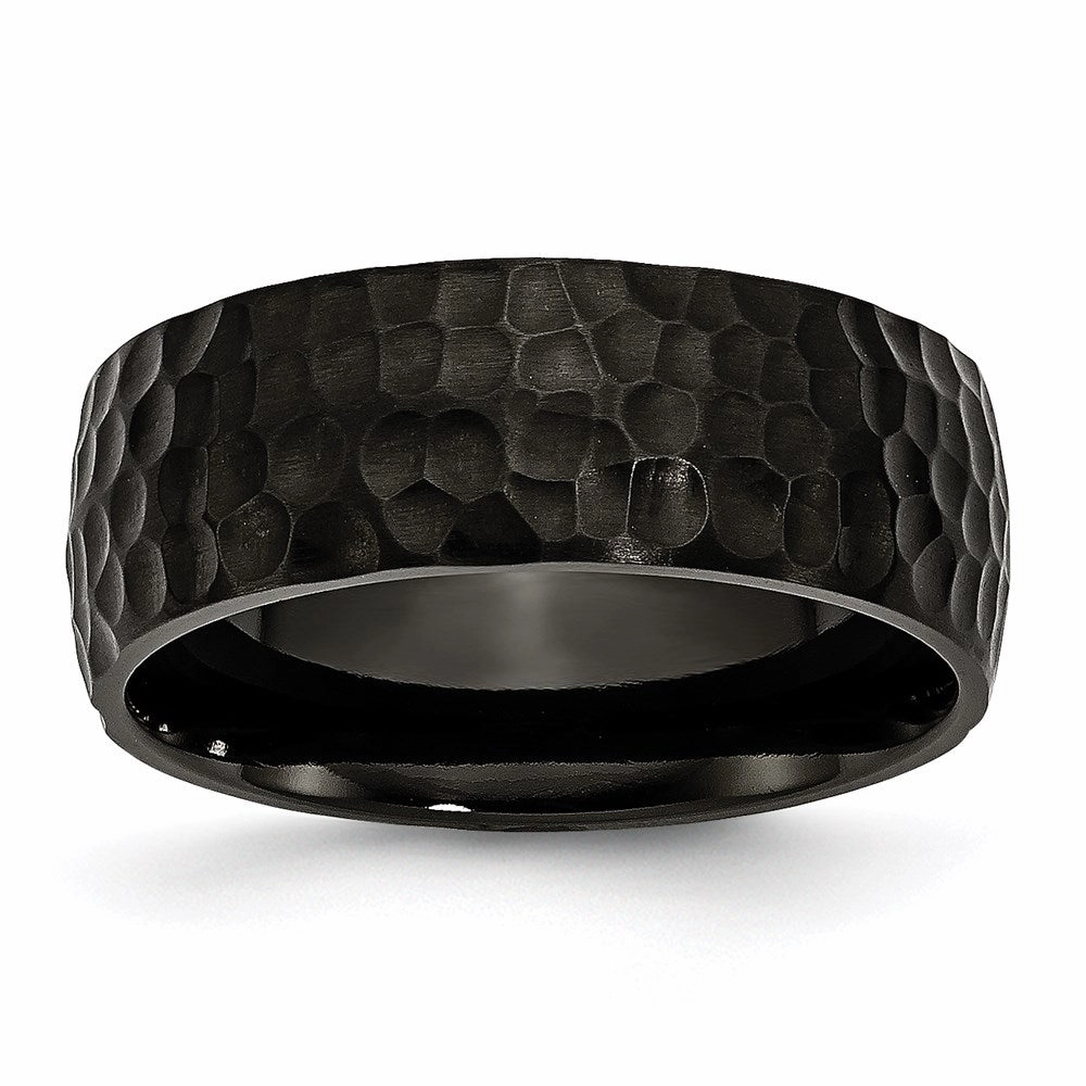 Titanium Black IP-Plated Hammered 8mm Band | TB385