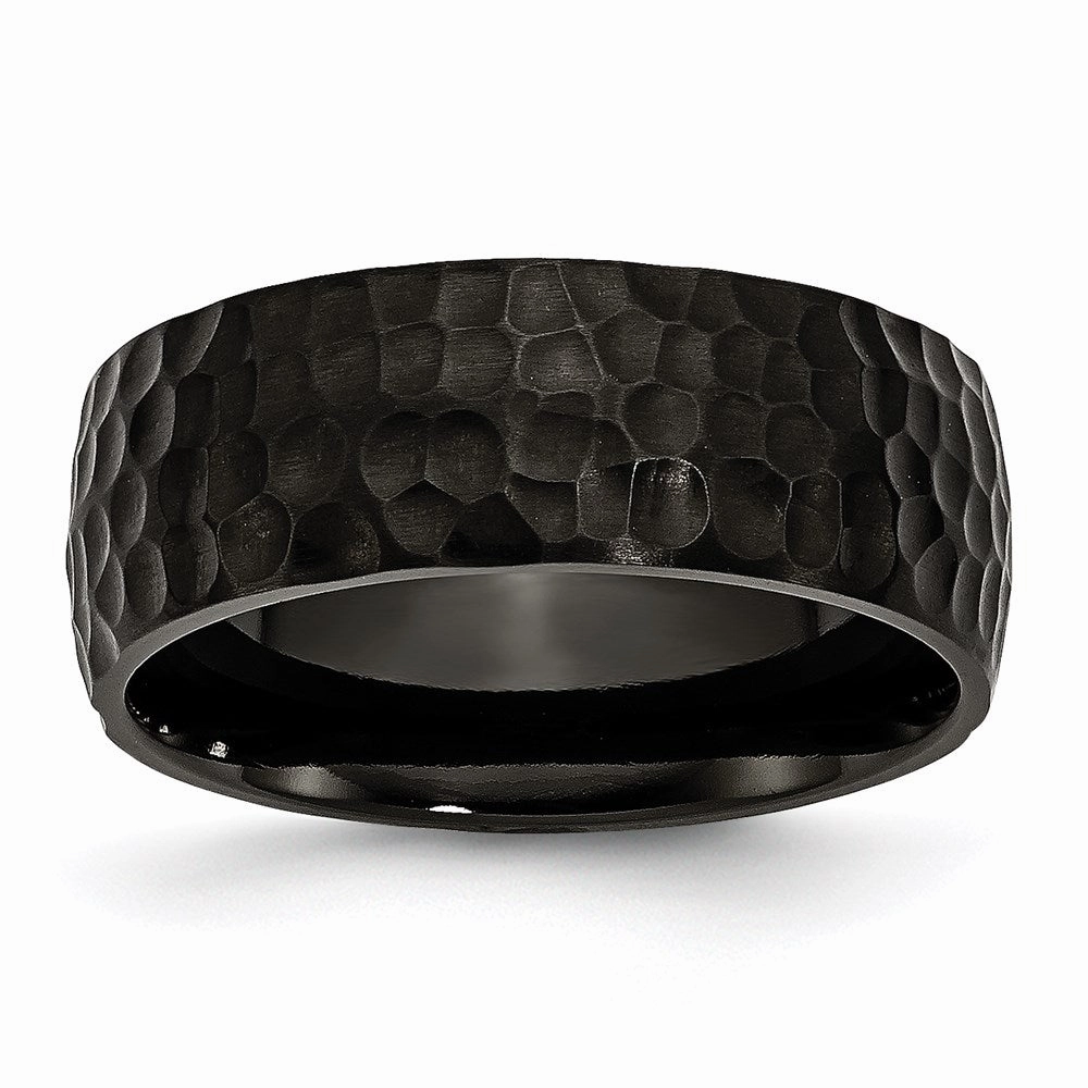 Titanium Black IP-Plated Hammered 8mm Band | TB385
