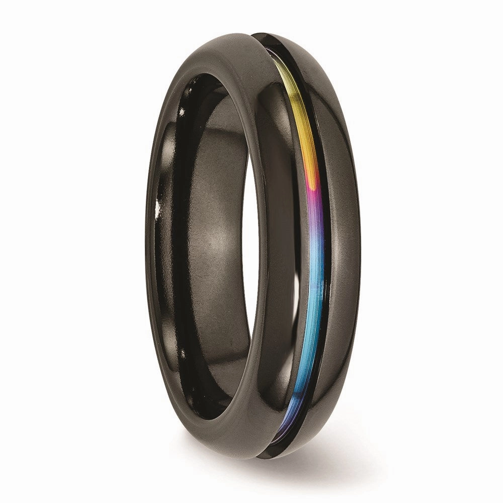Titanium Black Multi-colored Anodized 6mm Polished Band | TB406