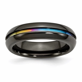 Titanium Black Multi-colored Anodized 6mm Polished Band | TB406