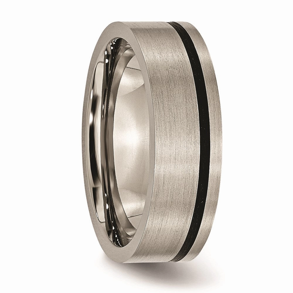 Titanium Black Rubber Flat 7mm Brushed Band | TB169