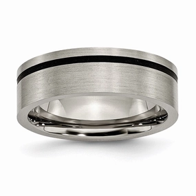 Titanium Black Rubber Flat 7mm Brushed Band | TB169