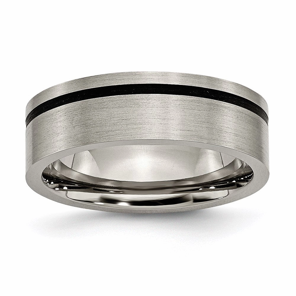 Titanium Black Rubber Flat 7mm Brushed Band | TB169