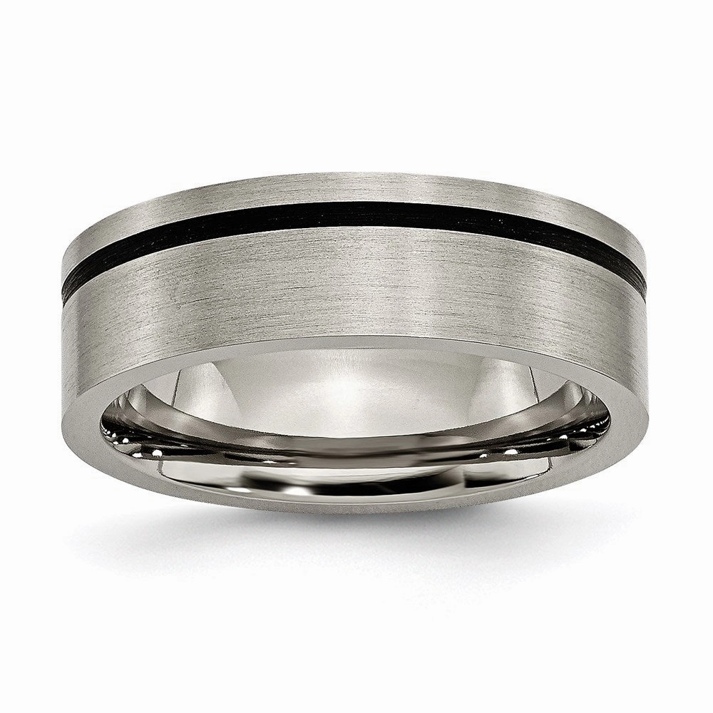 Titanium Black Rubber Flat 7mm Brushed Band | TB169