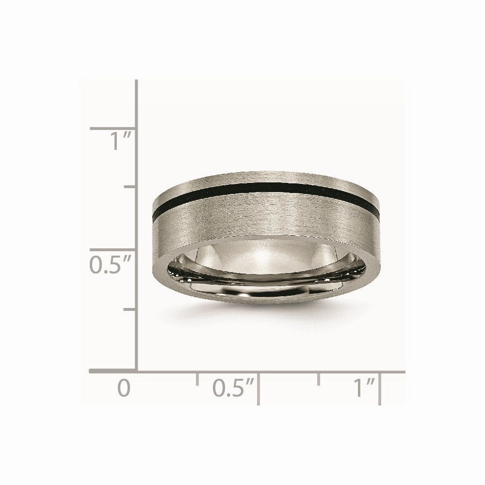 Titanium Black Rubber Flat 7mm Brushed Band | TB169