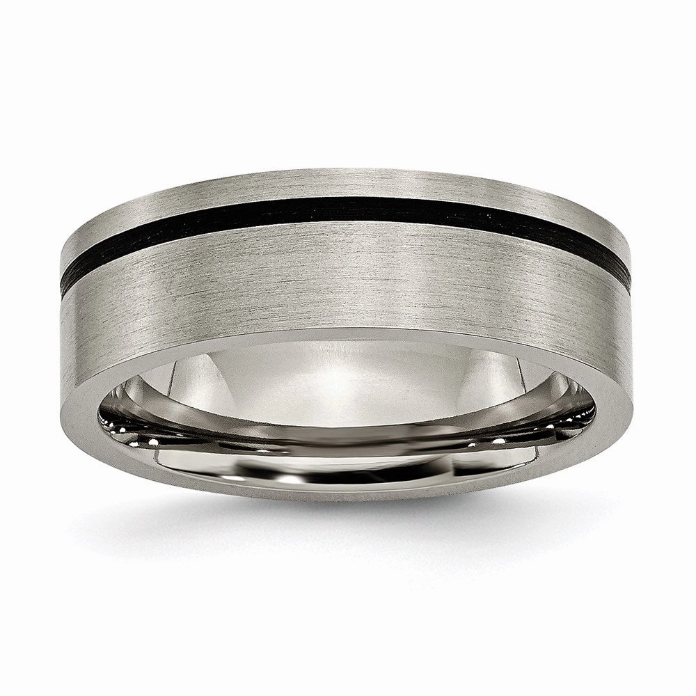 Titanium Black Rubber Flat 7mm Brushed Band | TB169