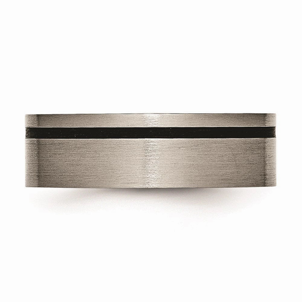 Titanium Black Rubber Flat 7mm Brushed Band | TB169