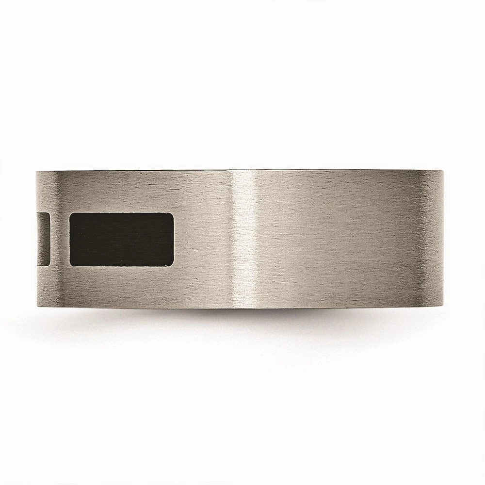 Titanium Black Rubber Flat 8mm Brushed Band | TB185