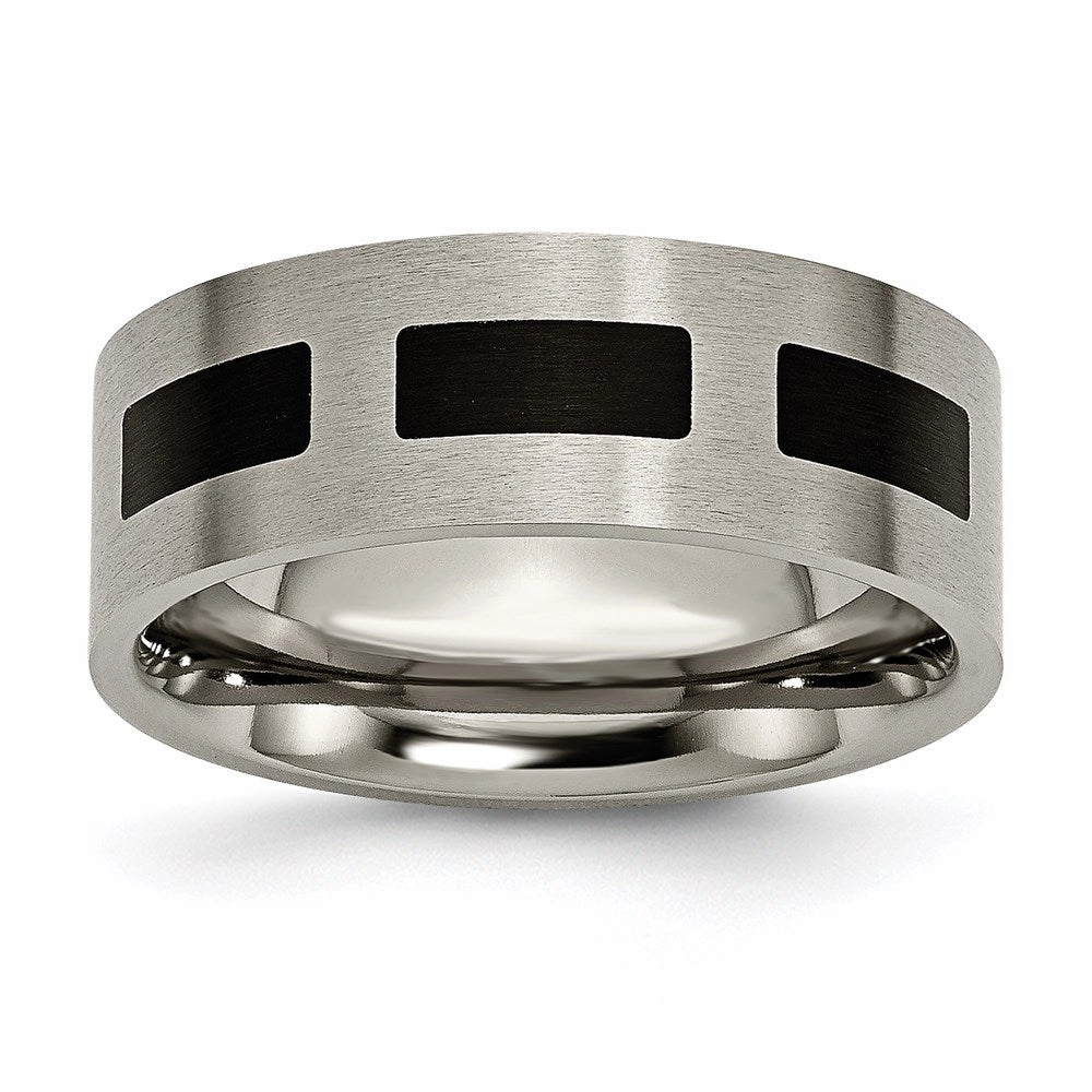 Titanium Black Rubber Flat 8mm Brushed Band | TB185
